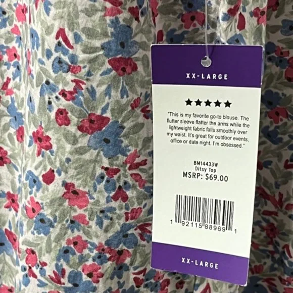 BB DAKOTA By STEVE MADDEN TOP Dark Floral Fluttery Cap Sleeve Top NWT - Picture 8 of 10
